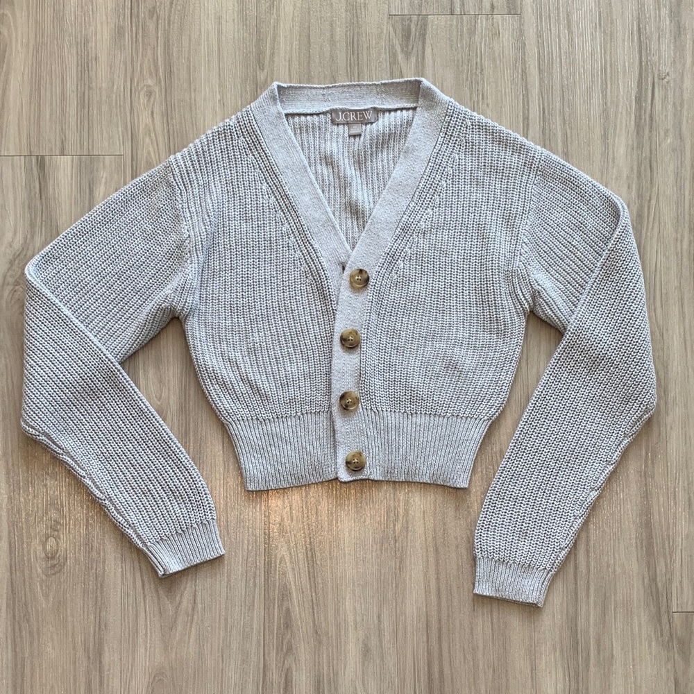 J. Crew Light Gray Cardigan with Button Detail